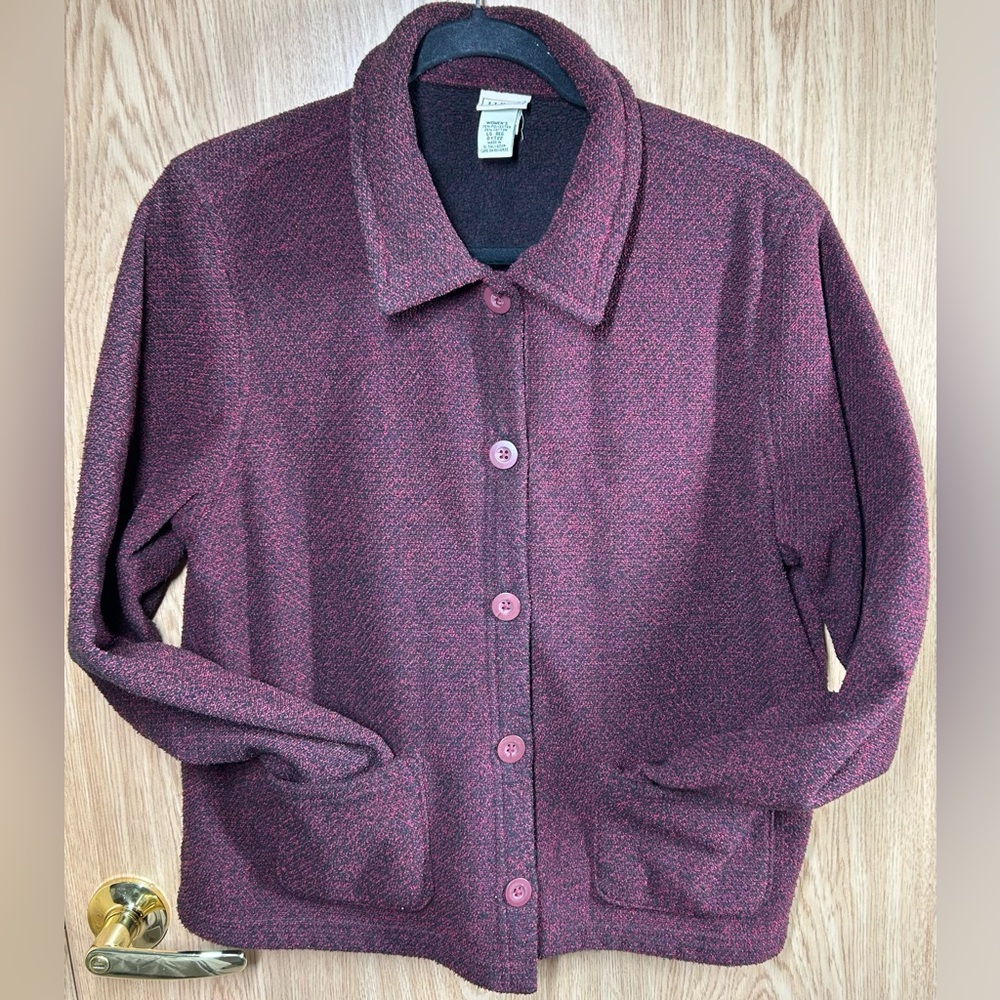 L.L Bean Size L Women’s Purple Chore Coat Button Up Fleece Jacket